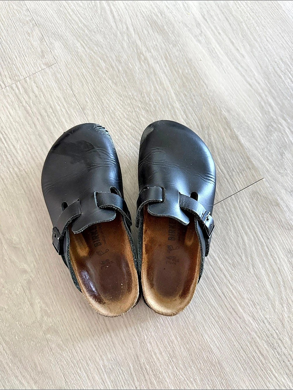 Birkenstock Boston Oiled Leather Clog Black Buckle Clogs